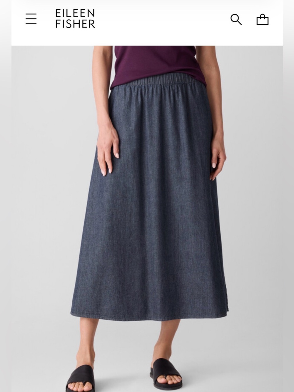 Eileen Fisher Airy Organic Cotton Twill Pocket Skirt